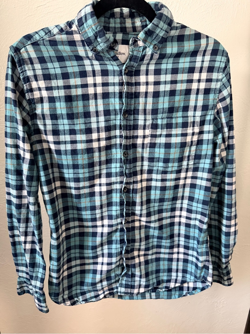 Goodfellow and Co Men's Plaid Button-Down Shirt — Blue & White Size Small
